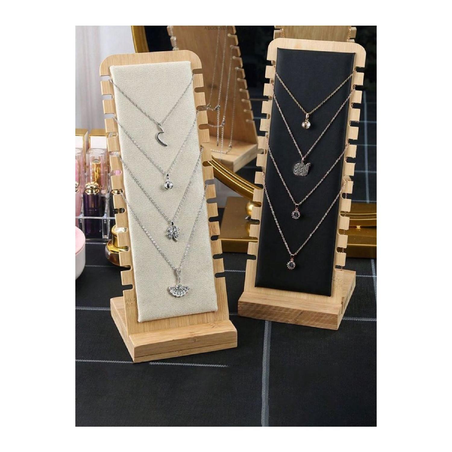 

2 Li Decorative Wood Jewelry Organizer Stand Necklace Bracelet Accessory Editor (black-cream) Gift чорний