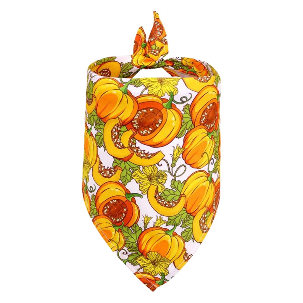 Thanksgiving Dog Bandana Medium Size Adjustable Pet Scarf with Pumpkin Pattern for Holiday Seasonal Wear and Comfortable Fit