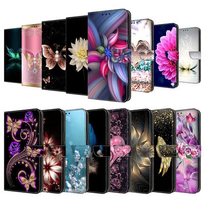 Wallet Case with Card Holder Floral PU Leather Case Kickstand Wrist Strap Shockproof Cover for LG K22/K22 Plus/LG K51 K31 K71 K92 V60/LG Stylo 6