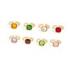Alloy Cocktail Ring With Sparkling Stones Geometric Square Zircon Stacked Ring For Everyday Wear Or Special Event