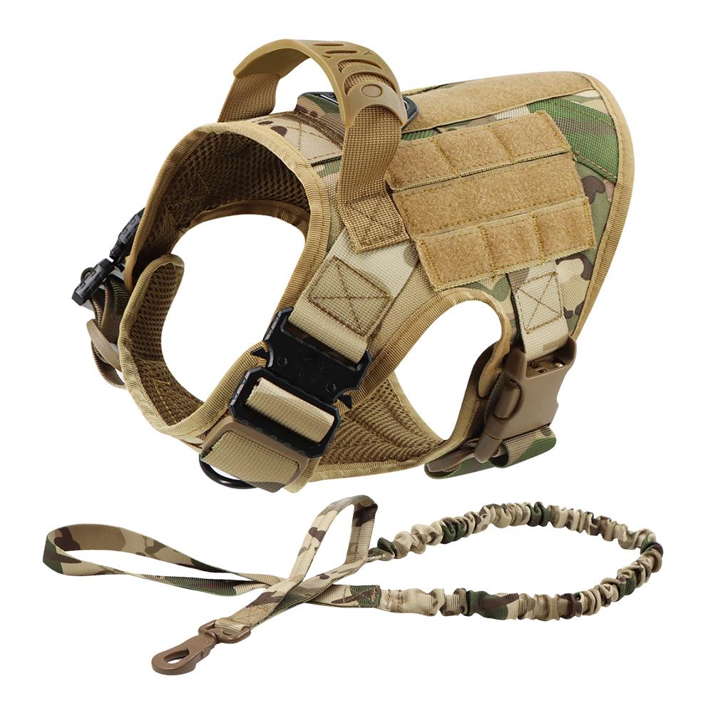 Military Large Dog Harness Leash Collar Molle Pouches Pet Training Vest Tactical German Shepherd Harnesses Dogs Accessories