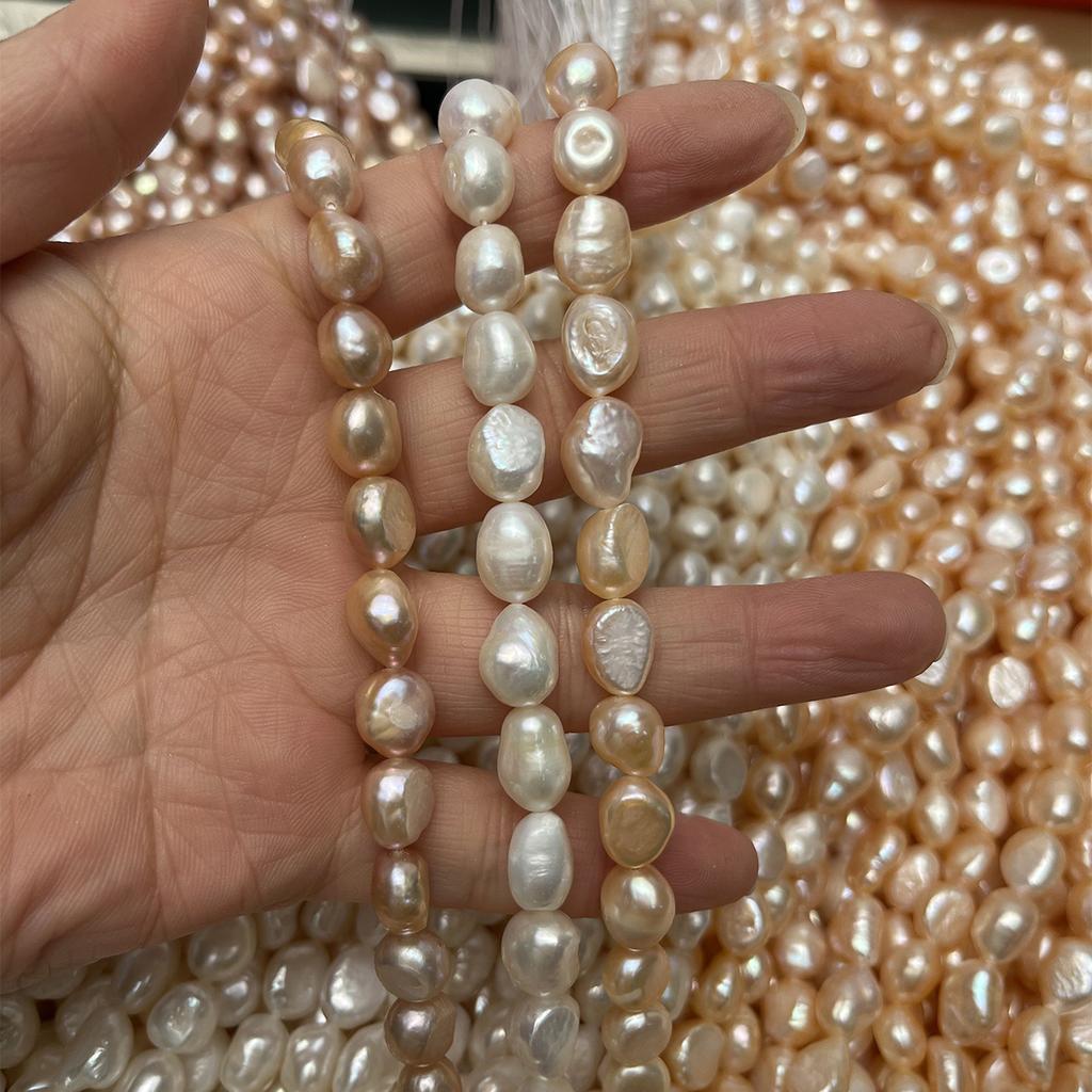 1String, Natural Shell Mother of Pearl Beads, Boho Straight Hole Beads, Luxury White Yellow Purple Beads, 9-10mm, for DIY Jewelry Making Crafts, 36cm