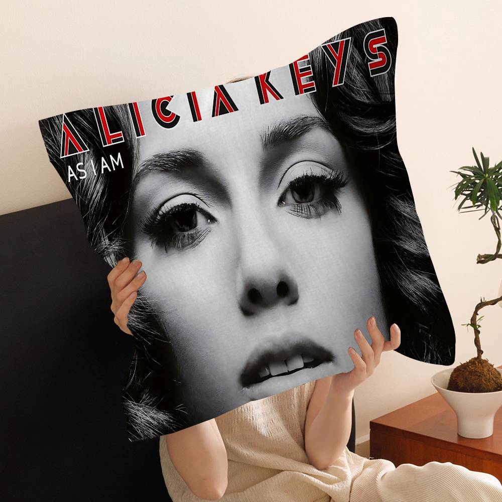 

Alicia Keys Singer Cushion Cover Polyester Sofa Cushions Decorative Throw Pillows Home Decoration Pillowcover 30x30 cm