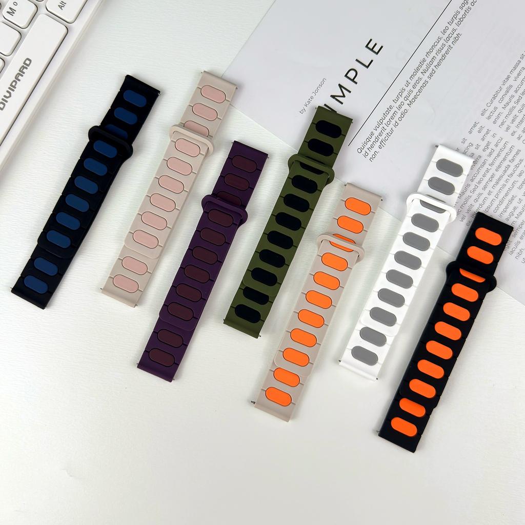 22mm Oval Design Magnetic Strap for Huawei Watch GT 6 Pro 46mm/Oppo Watch X/X2/4 Pro Silicone Watch Band Dual Color