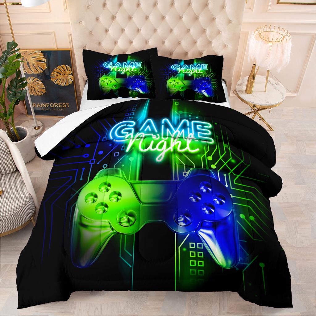 Lebendiges Sternenhimmel Gaming Controller Bettwäsche-Set - 3-teiliges Bettwäsche-Set