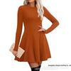 Women's Long Sleeve Ribbed Knit A-line Dress, Autumn 2025 Collection