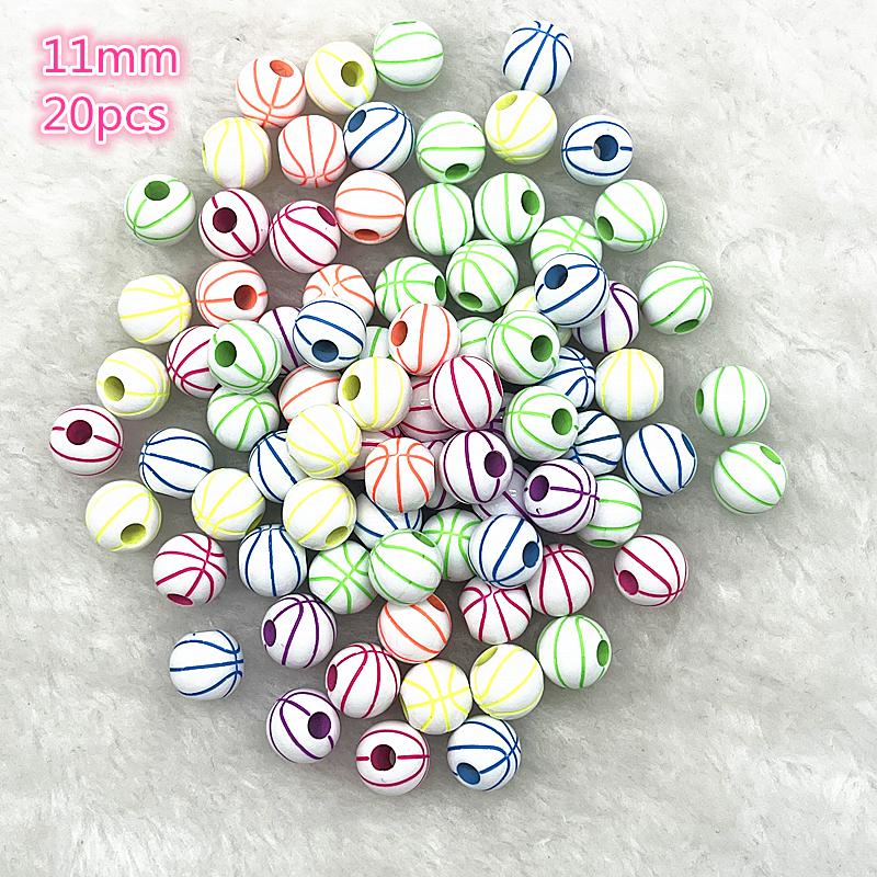 10-20Pcs Sport Rugby Tennis Basketball Football Volleyball Beads Spacer Acrylic Beads For Jewelry Making DIY Bracelet Necklace