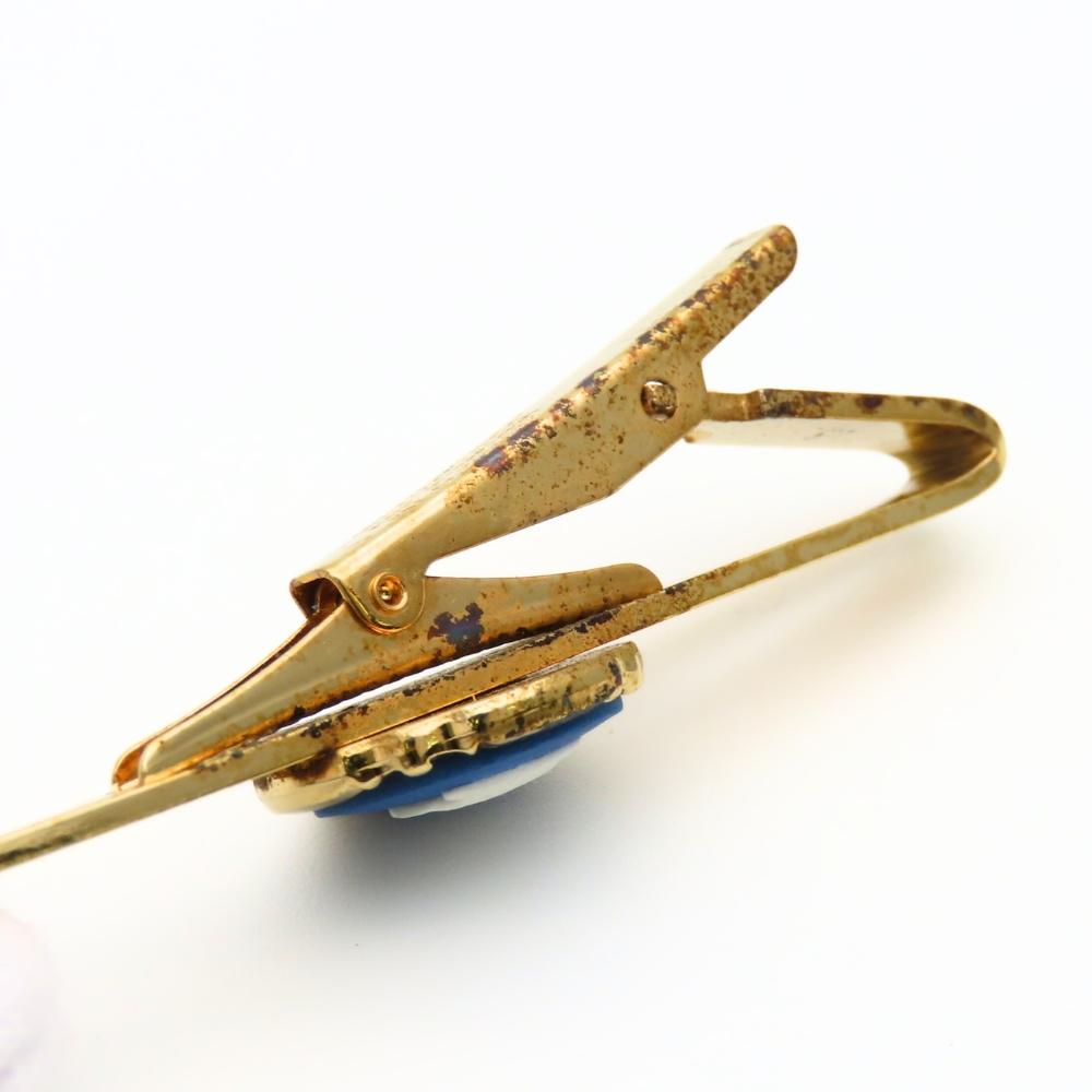 Used Wedgwood cuffs Tie pin set metal gold blue plating