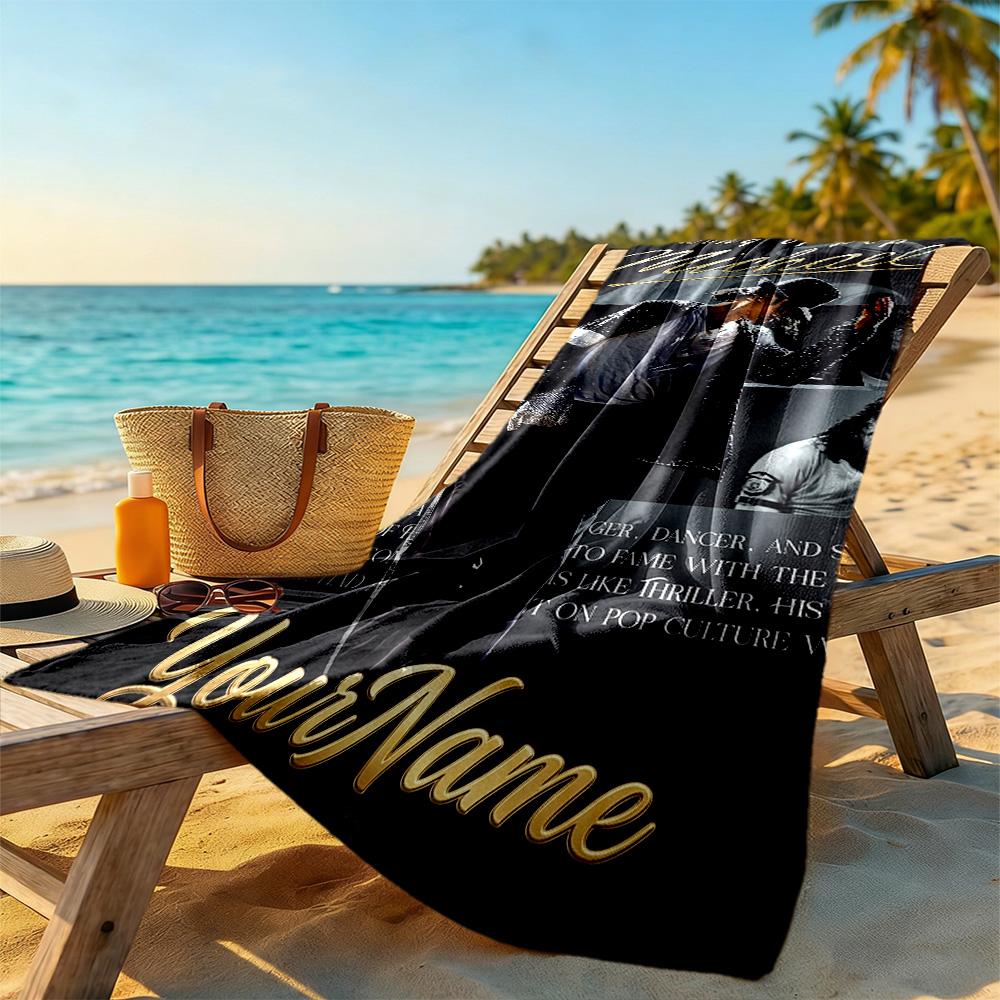 Michael Jackson Personalized Text Beach Towel Super Soft & Absorbent Suitable for Swimming Gym Camping Yoga Vacation