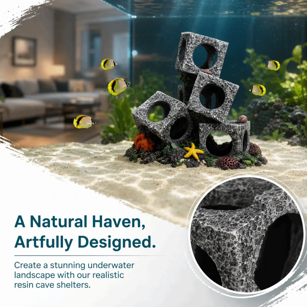 Hollowed-out Aquarium Rock Resin Shrimp Breeding Cave Cubes Cave Shelter  Home Aquarium