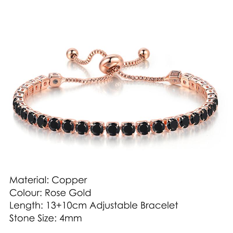 ZHOUYANG Tennis Bracelet For Women Luxury Handy Adjustable 4 Claws Mosaic 4mm Zirconia Rose Gold Color Fashion Jewelry Gift H133