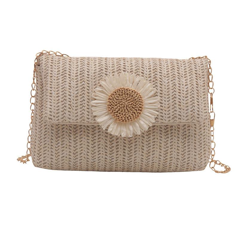 

Stylish White And Khaki Summer Handbag For Women Featuring Chic Floral Design And Soft Tote Style