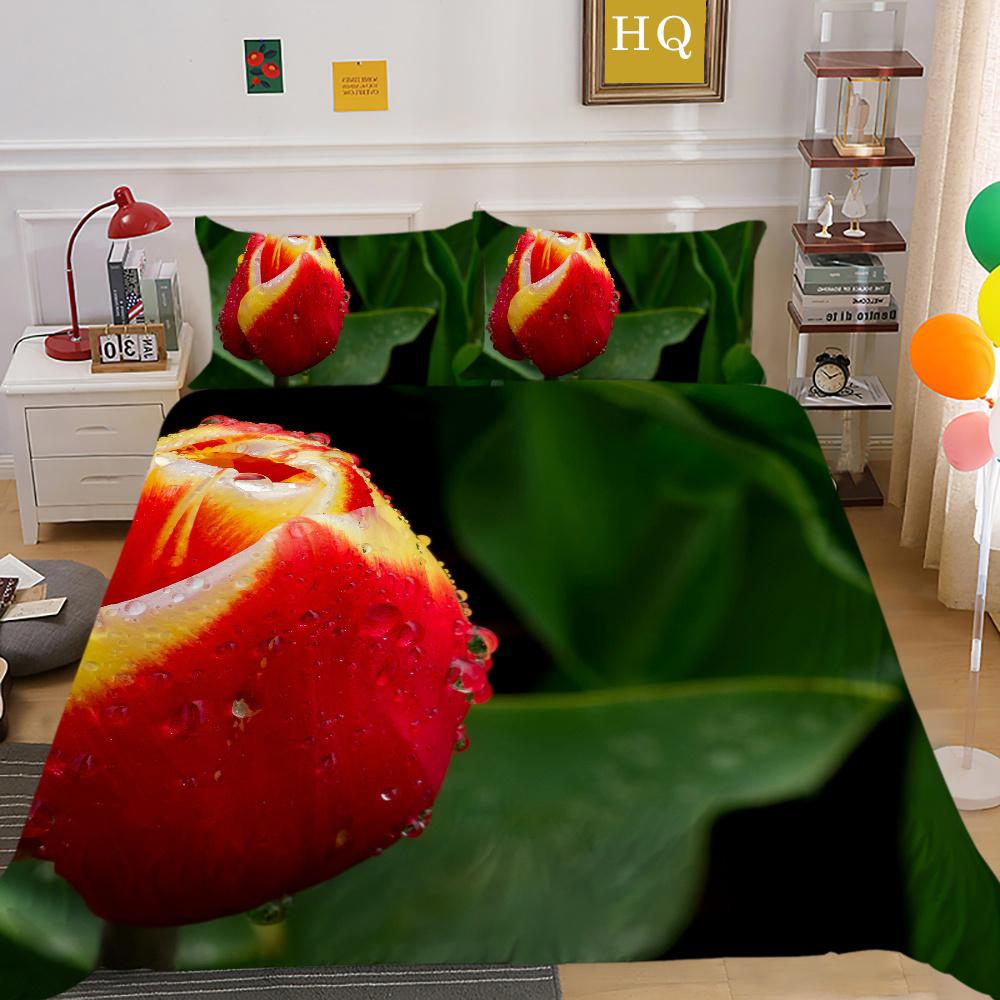 3D Flowers Printing Bed Set Twin Size Microfiber Home Bedding Set Fashion Highend Comforter Cover Set