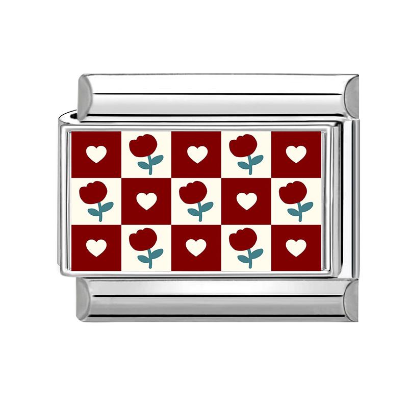 Modisches Personalisierbares DIY Rote Farbe Italienisches Charm-Armband Blume Katze Auto Herz Ziffer 9 Perle 9mm Armband Edelstahl Schmuck