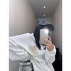 2025 New Arrival: European-Style White Long-Sleeve Women's T-Shirt, Mid-Length Loose Fit, Pure Cotton Base Layer for Autumn/Winter