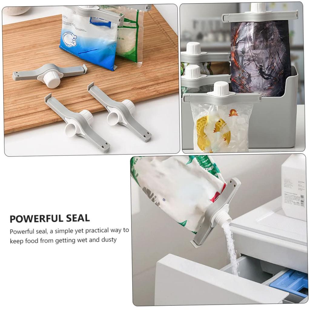 NUOLUX Food Storage Sealing Clamps, Set of 3, Snack Sealing Clips with Spout, Food Bag Sealing Clips, Lightweight Fresh Keeper, 13 x 1.5 x 3 cm