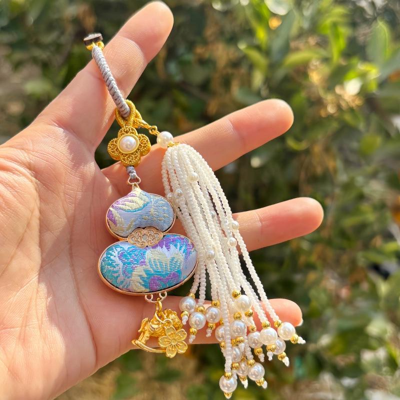 Pure Handmade Song Brocade Horse Pendant Charm – Double-Sided Fortune & Prosperity Tassel Ornament