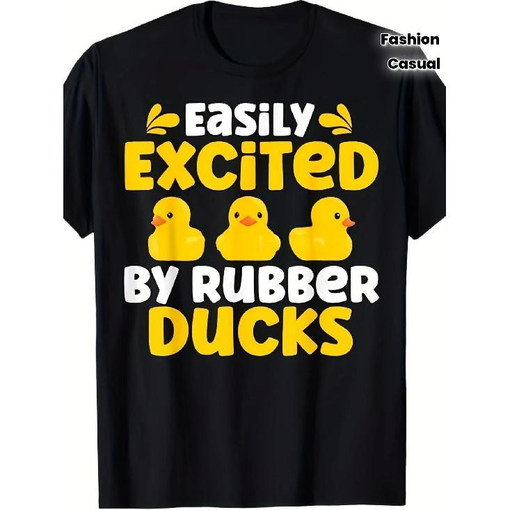 Men S And Women S Same Fashion T-shirt Fun Rubber Duck Pattern Printed T-shirt, Men S Jumper, Summer Casual Short-sleeved T-shirt. S чёрный