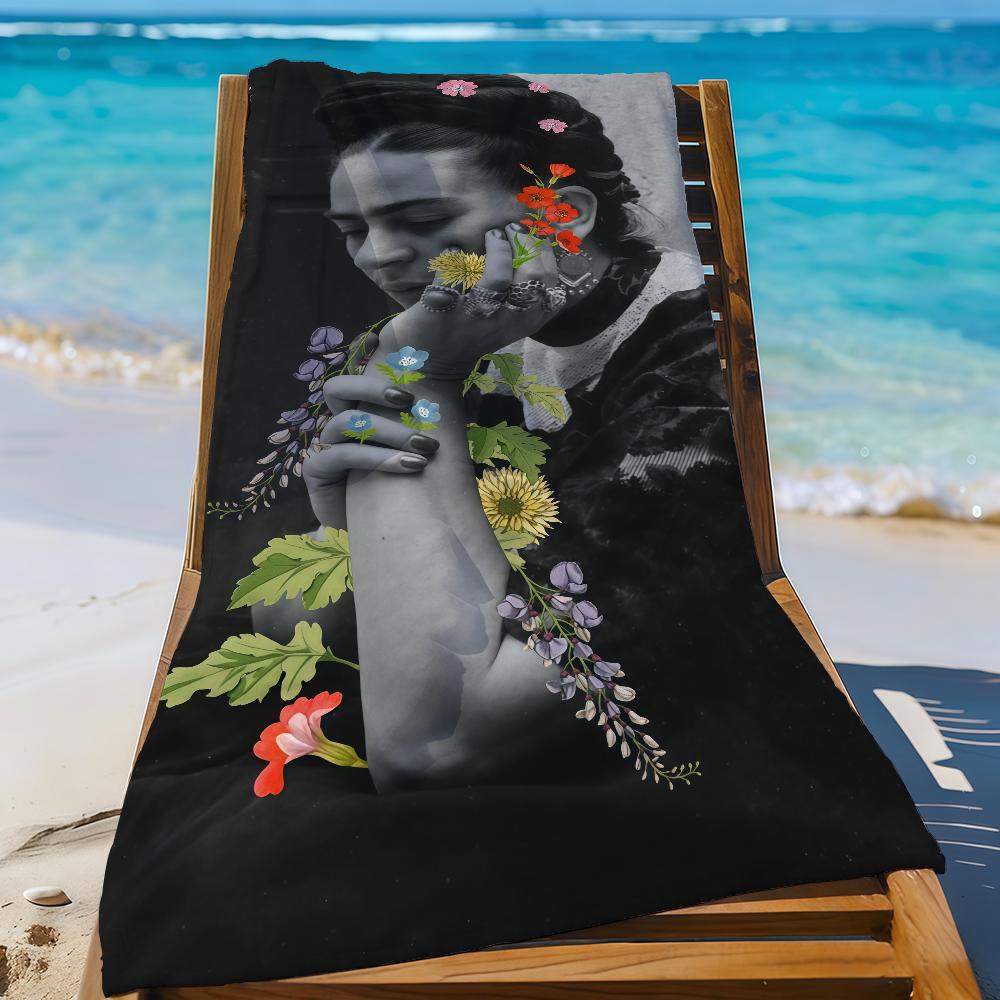 Art F-Frida K-Kahlo-S Asciugamano Sportivo Asciugatura Rapida Attrezzatura da Viaggio Campeggio Anti-sabbia Morbido Leggero Grande Asciugamano da Spiaggia