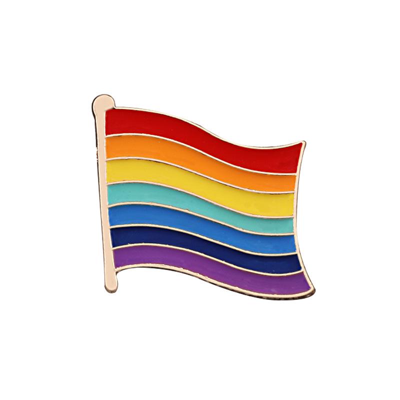 Six-Color Rainbow Corsage Metal Brooch Pin for Coats, Hats, and Backpacks