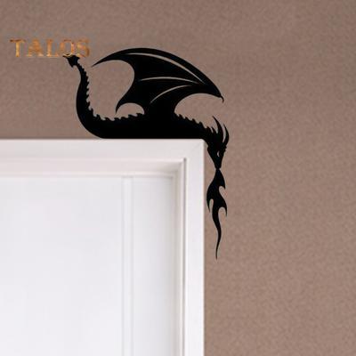 Dragon Door Frame Topper Metal Dragon Silhouette Door Topper Wall Art Corner Sign for Children's Room Bedroom Window