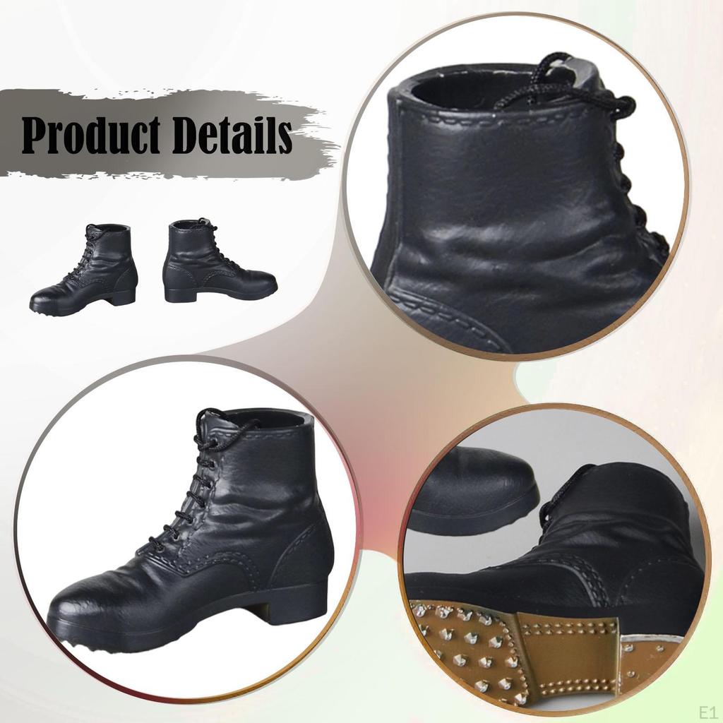 1/6 Scale Figure Boots,Male Action Figures Shoes Miniature Formal Fashion 1:6 Short Tube Boots