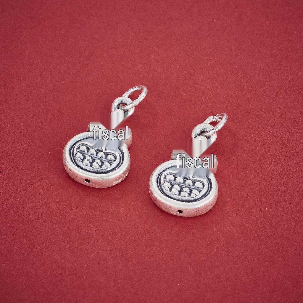 S999 Sterling Silver Gourd Pendant Abacus Charms for DIY Beading, Weaving Rope Bracelets & Necklaces - 3D Silver Accessories