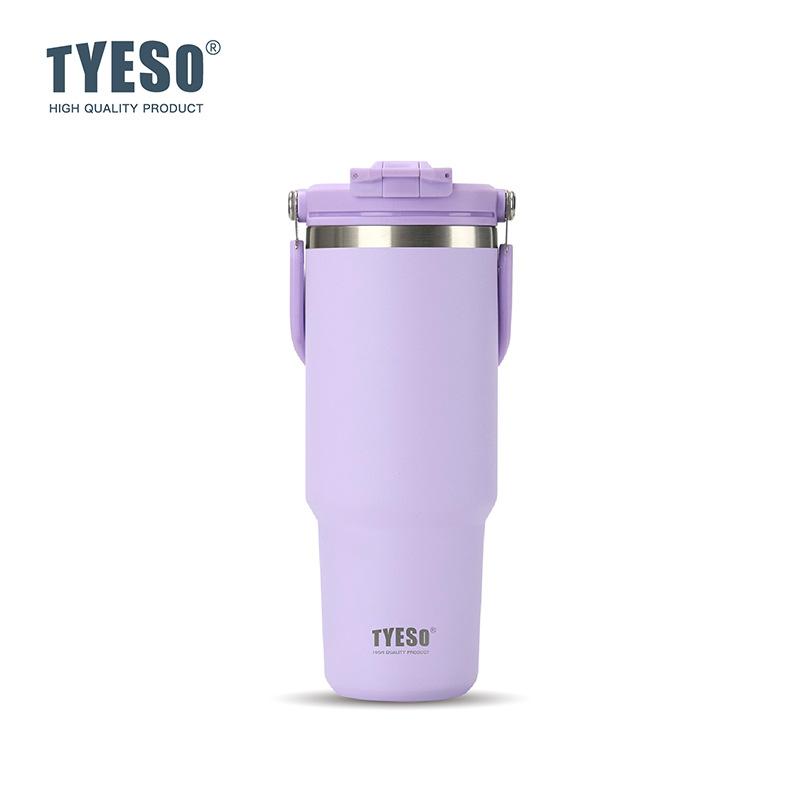 Tyeso 900ML Vacuum Flasks Handle Vacuum Cup Dual-Drink Coffee Mug Stainless Steel Ice Cup Car Bottle Hot Cold Retention