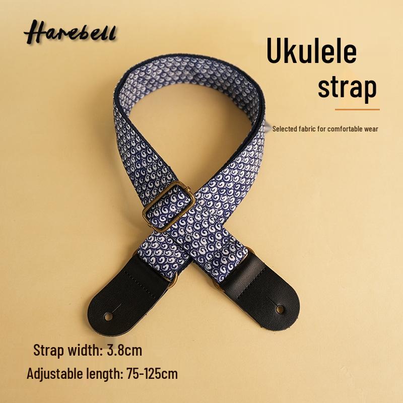 

Personalized Wide Cotton Guitar Strap with Retro Artistic Blue Wave Cloud Pattern Blue Cloud