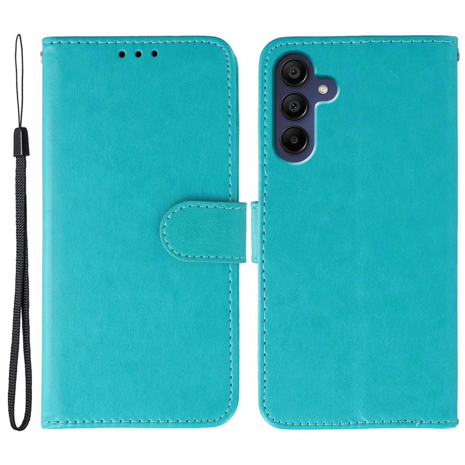

For Samsung Galaxy S25 FE Case PU Leather Flip Wallet Phone Cover with Strap Blue