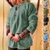 Men's Spring Summer Casual Fashion Cotton Linen Solid Colour O-neck Long Sleeve