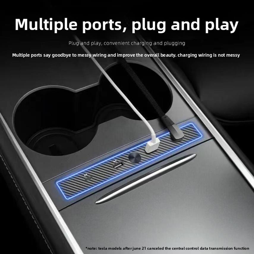 Suitable For Tesla Model 3/y Central Control Multi-port Expansion Dock Usb Hub Pd Fast Charging