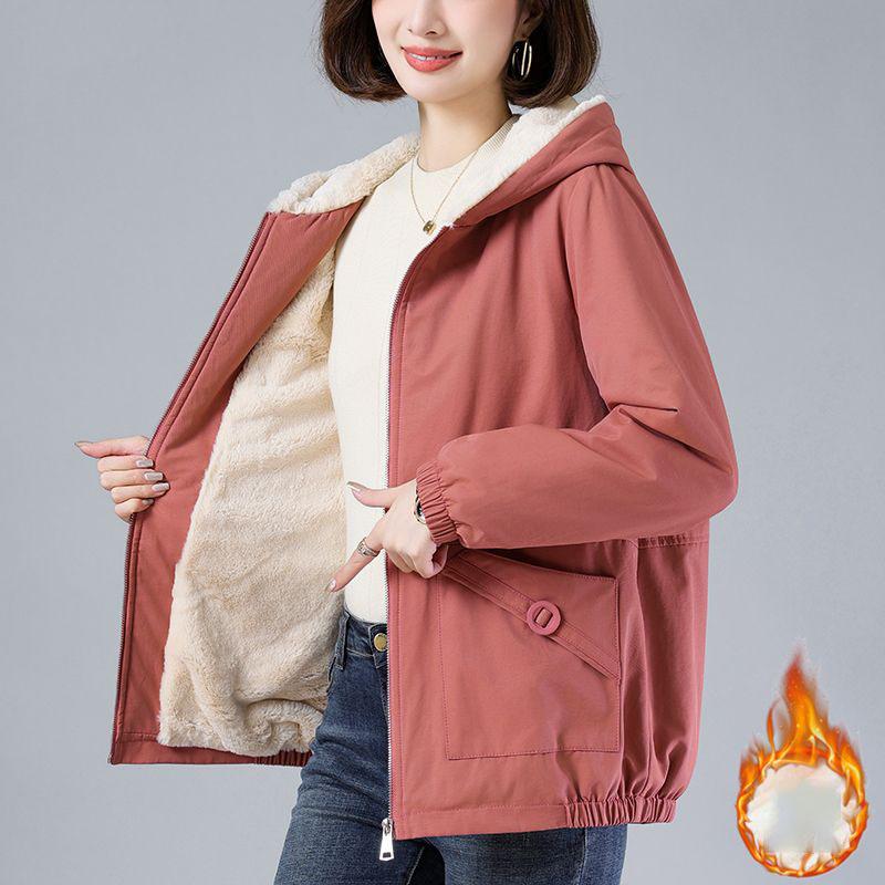 Autumn Winter Women's Fleece Jacket Coats Female Hooded Windbreaker Outerwear Warm Parka Thick Female Hoodies Jackets