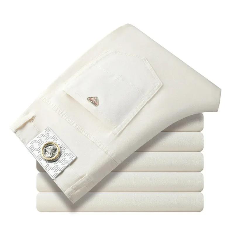 

Весняно-осінні стрейчеві джинси чоловічі прості приталені маленькі прямі повсякденні чоловічий одяг штани 28 білий