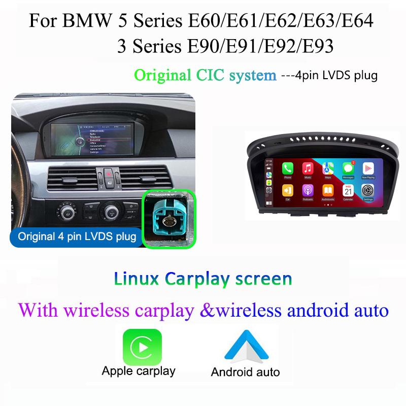 Radio multimedia auto wireless CarPlay cu Android Auto pentru BMW Seria 5/3 E60 E61 E62 E63 E90 E91 E92 E93 M3 CCC CIC monitor