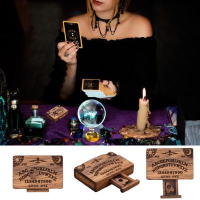 Miniaturní spiritistická tabulka se zásuvkou Vintage Ouija Board Abecední Ouija Board s planžetou pro Halloweenské dekorace