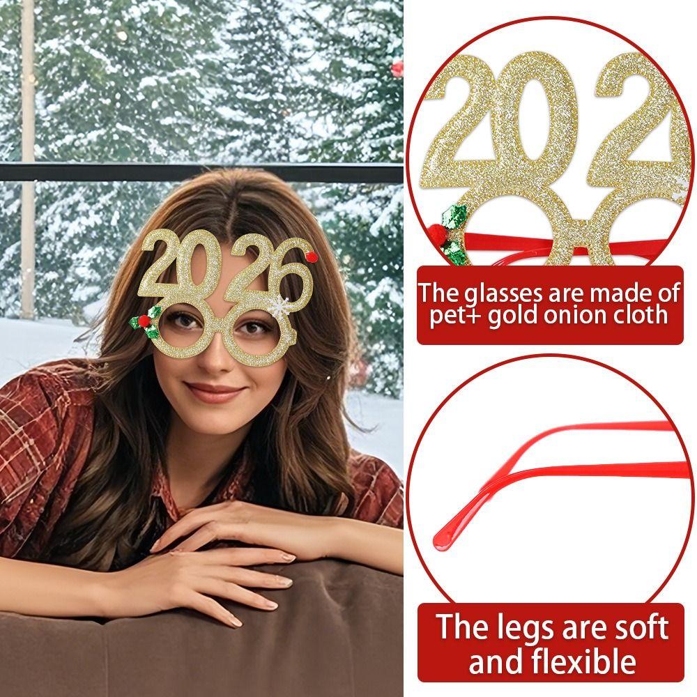 Cute 2026 Happy New Year Headband Sequin New Year Decorative Glasses  New Year Dress Up
