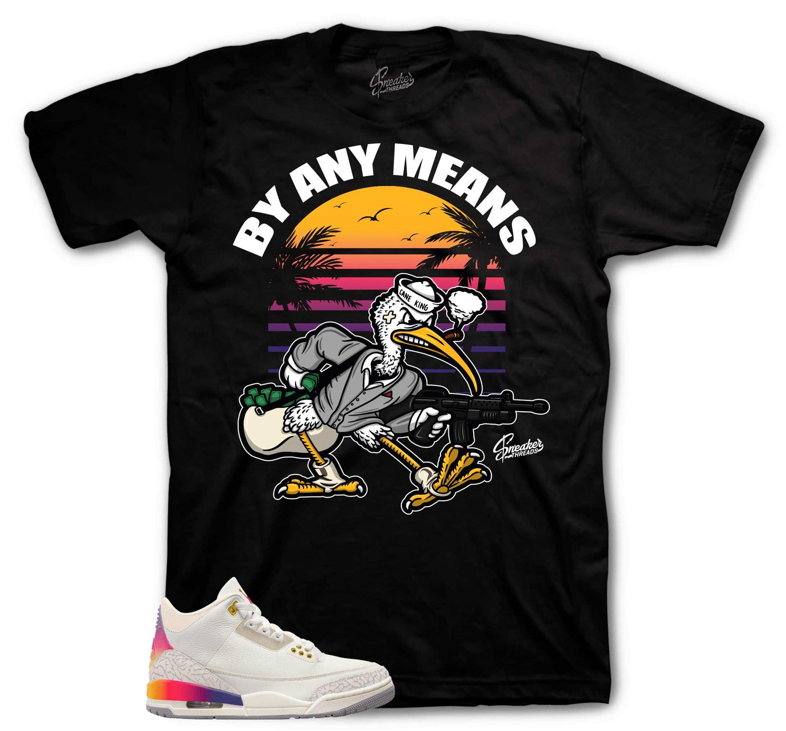 Shirts To Match Retro 3 Sunset Balvin Sneakers - By Any Means Tees L