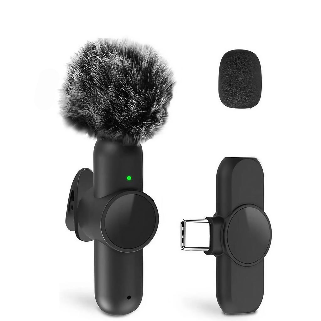 2pcs Wireless Lavalier Microphone for iPhone iPad Android Type-C Mini Mic for Video Recording YouTube Live Stream Vlog Podcast