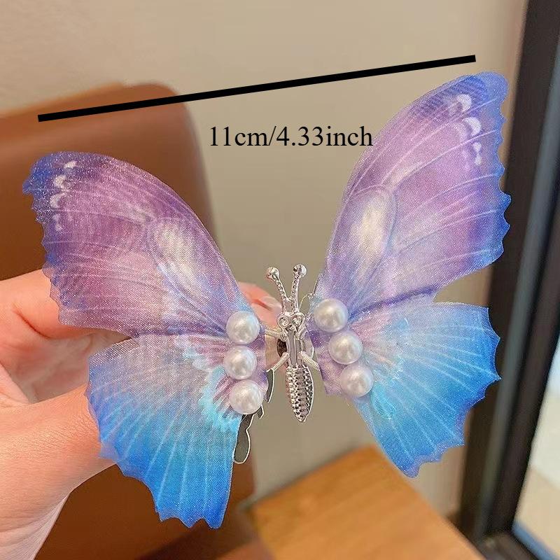 Colorful Glitter Big Butterfly Hair Clip Beautiful Moving Wings Pearl Hairpin For Hairgrip Barrette Hair Accessories