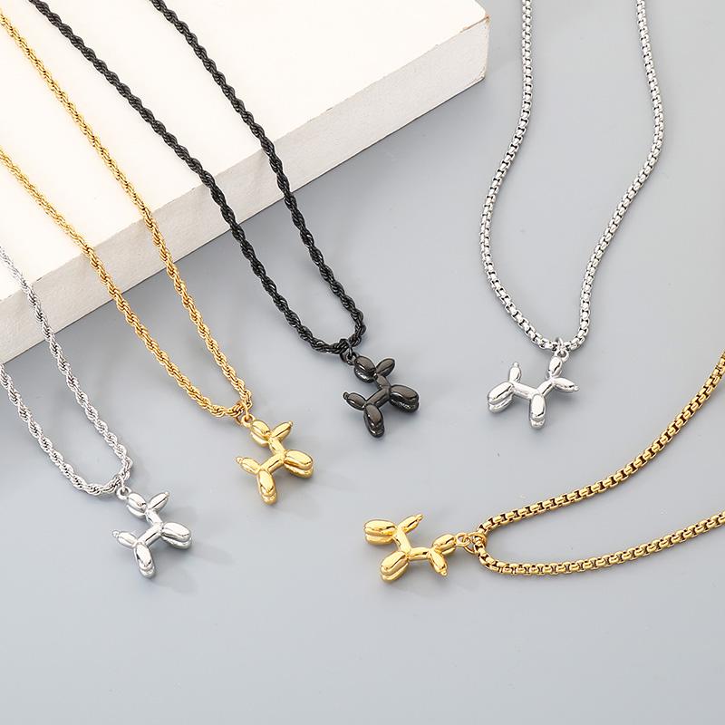 Roztomilé přívěsky psů z balónků Náhrdelníky Nerezová ocel Kroucený řetízek Choker pro páry Jednoduchý zvířecí náhrdelník Módní party šperky