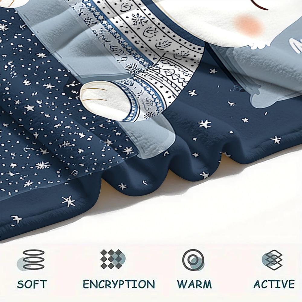 Polar Bear Print Flannel Blanket, High quality Comfortable for All Seasons, Home Decor, Warmth and Comfort, Perfect for Christmas Gifts