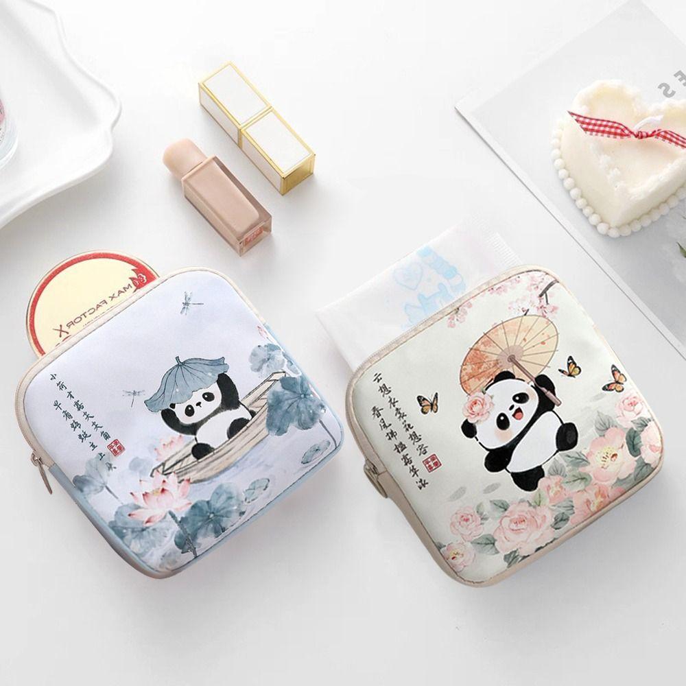 Niedliche PVC Damenbindentasche Panda Große Kapazität Münzbörse Mehrzweck Lippenstift Kopfhörer Aufbewahrung Kosmetiktasche