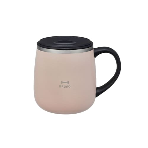 BRUNO BRUNO Stainless Steel Mug with Lid, Insulates Hot and Cold Drinks, Double-Layered Vacuum Wall, Short, 320ml, Pink, Beige, BHK262-PBE