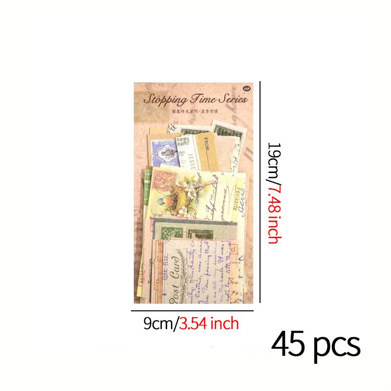 45 Pcs/pack Vintage Inviscid Decorative Paper DIY Scrapbooking Material Paper Hand Made Junk Journal Background Paper