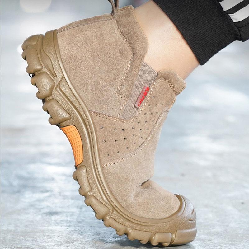 Men's Steel Toe Work Safety Shoes Lightweight Breathable Anti-smashing Work Shoes Male Boots Slip on Casual Sneaker Men Shoes 46