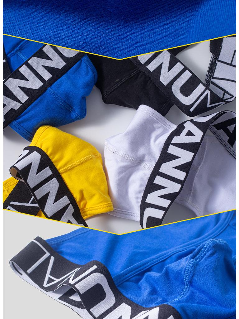 ADANNU Men's Low-Rise High-Cut Cotton Body-Shaping Briefs – Comfortable, Trendy, Solid Color.