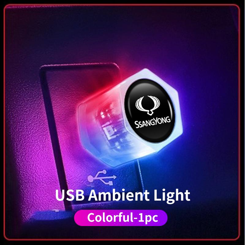 Car USB LED Ambient Light Atmosphere Lamps Colorful Night Light Auto Interior For SsangYong Actyon Korando Rexton Kyron Rodius
