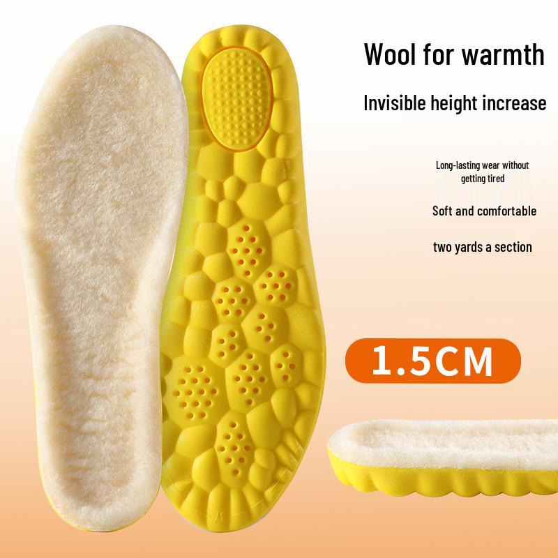 

Утолщенные теплые шерстяные стельки, увеличивающие рост: Дышащий, Влагоотводящий, Амортизирующий, Мягкий, Удобный для мужчин и женщин. Size 37-38