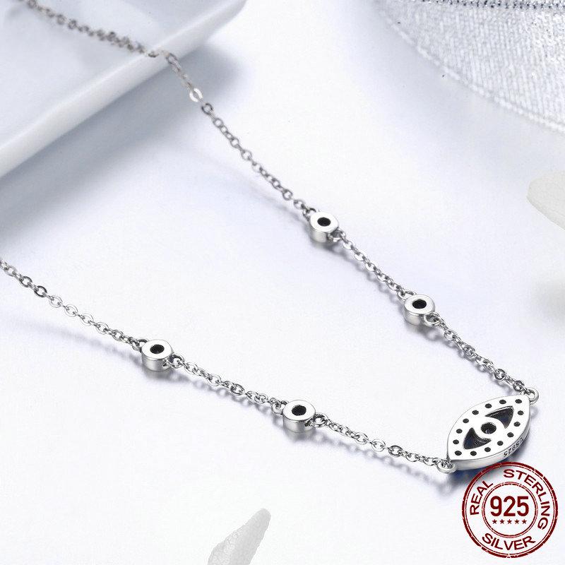 S925 Sterling Silver Blue Zircon Guardian Eye Pendant Necklaces Lucky Eye Neck Chain for Women Fine Jewelry